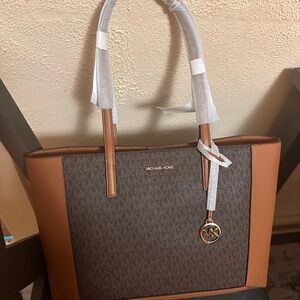 Michael Kors Tan and Brown Signature Tote